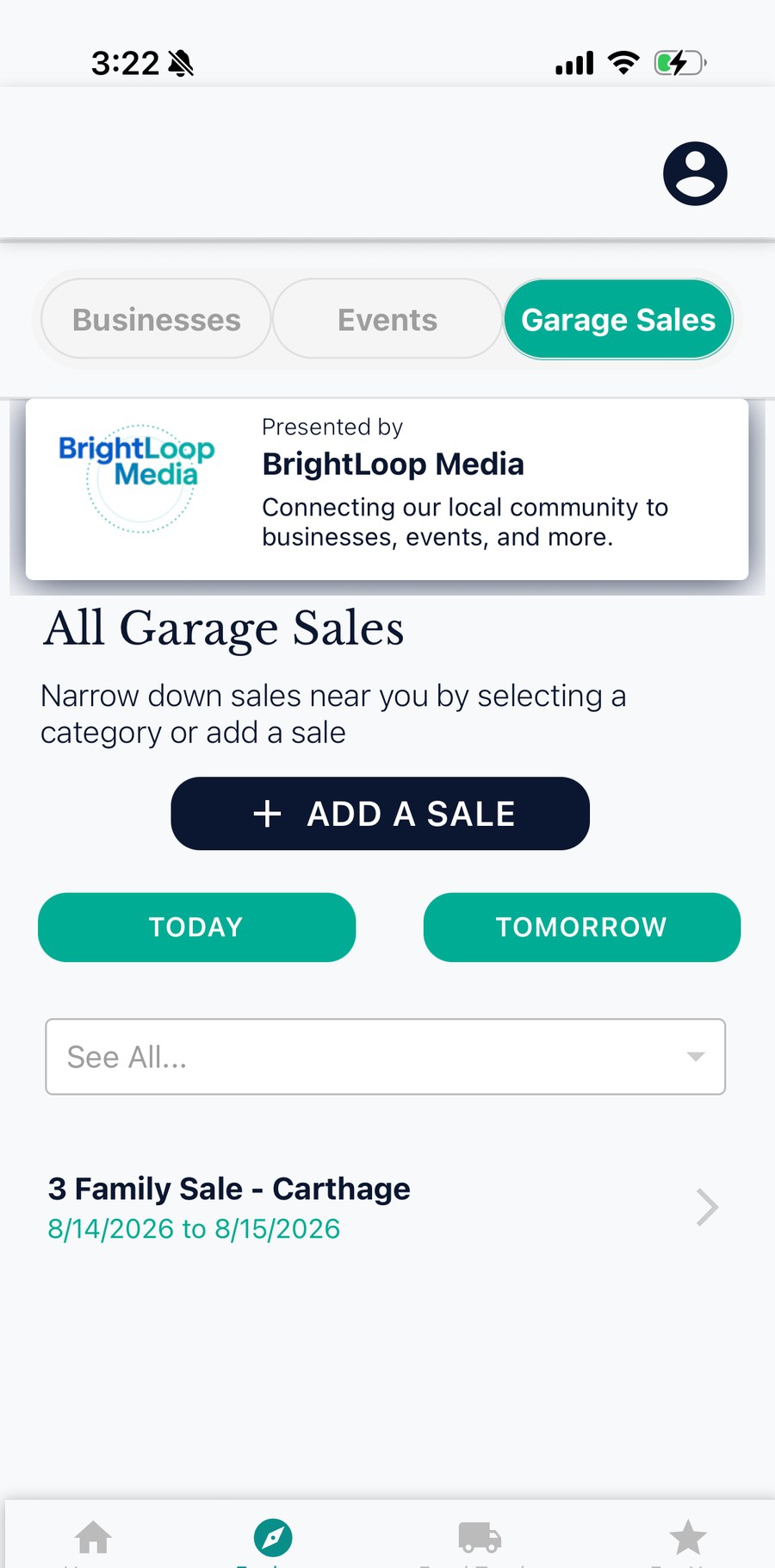 Garage sales inside BrightLoop Local