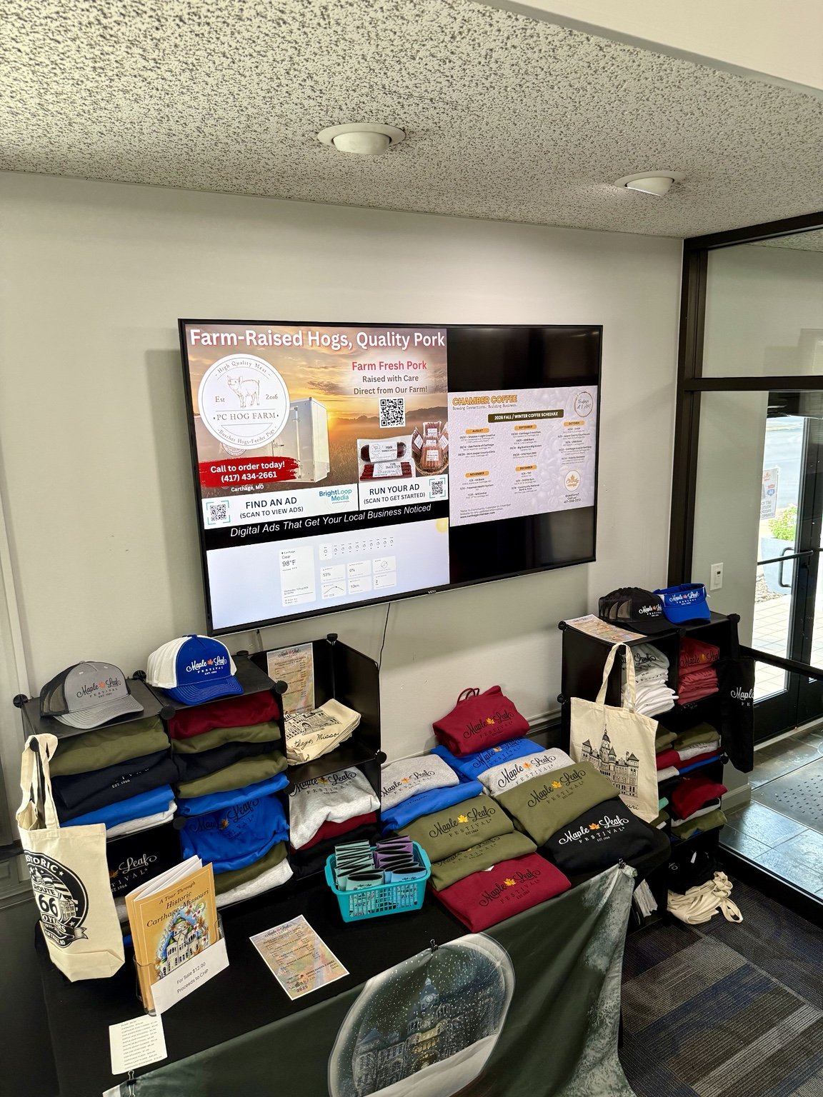 BrightLoop Media screen at a local Chamber of Commerce